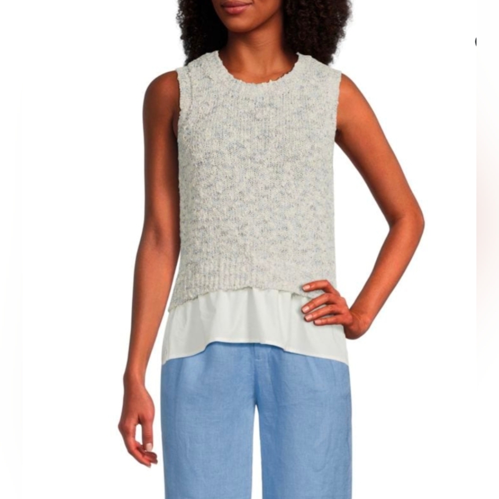 Saks Bouclé Knit 2-Fer Tank Top